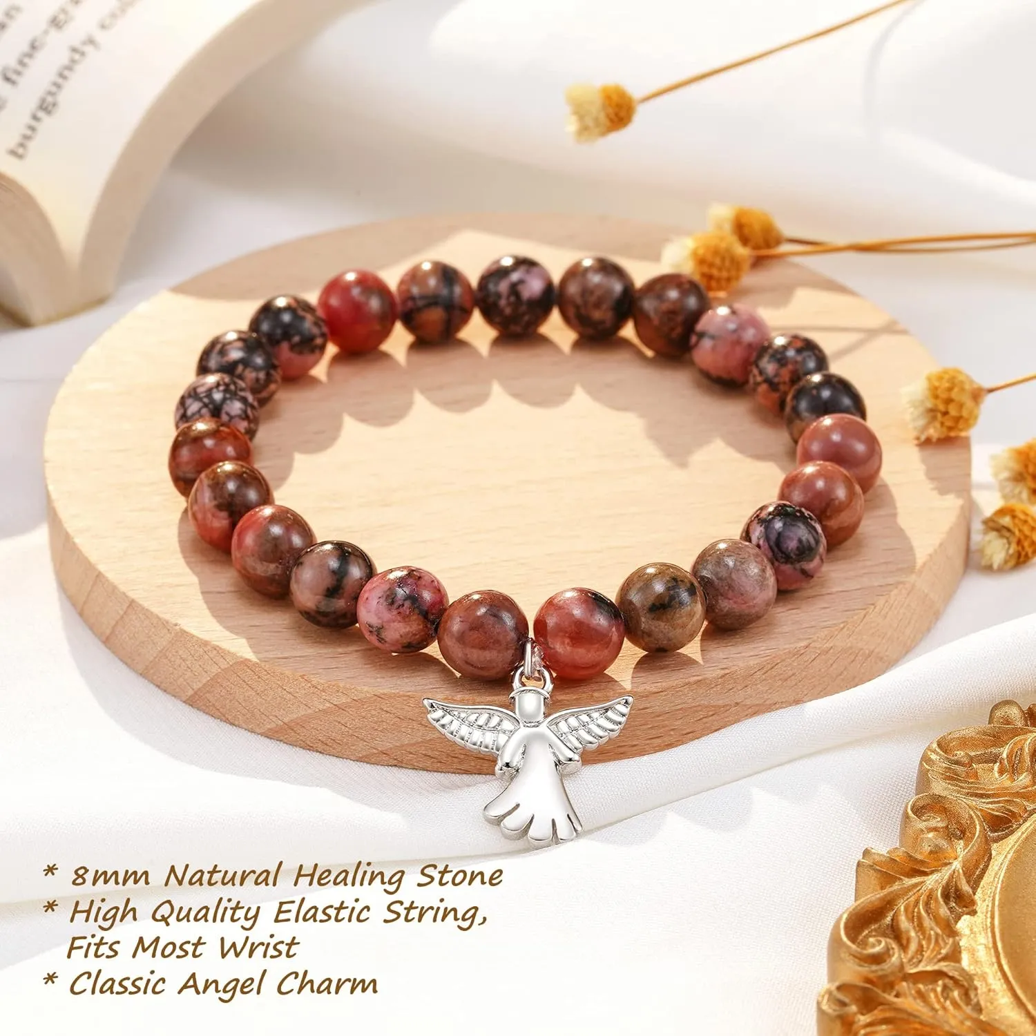 Sympathy Gift for Loss of Loved Ones, Natural Stone Bracelets Memorial Bereavement Gifts for Women/Girls