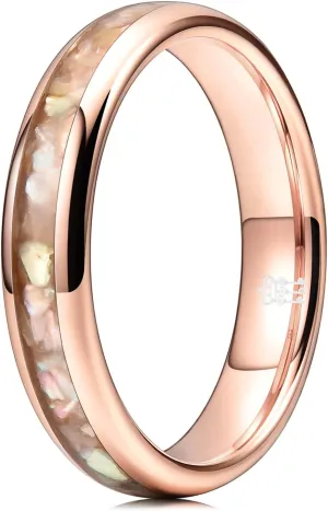 THREE KEYS JEWELRY Womens 4mm Tungsten Wedding Rings Purple Shell Inlaid Engagement Bands