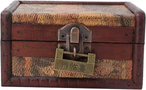 Tissting 4.73.12.5inch Vintage Jewelry Box Wooden Storage Box Organizer Container Case with Lock for Store Jewelry, Necklaces,Earrings,Rings,Personal Letters,Stamps