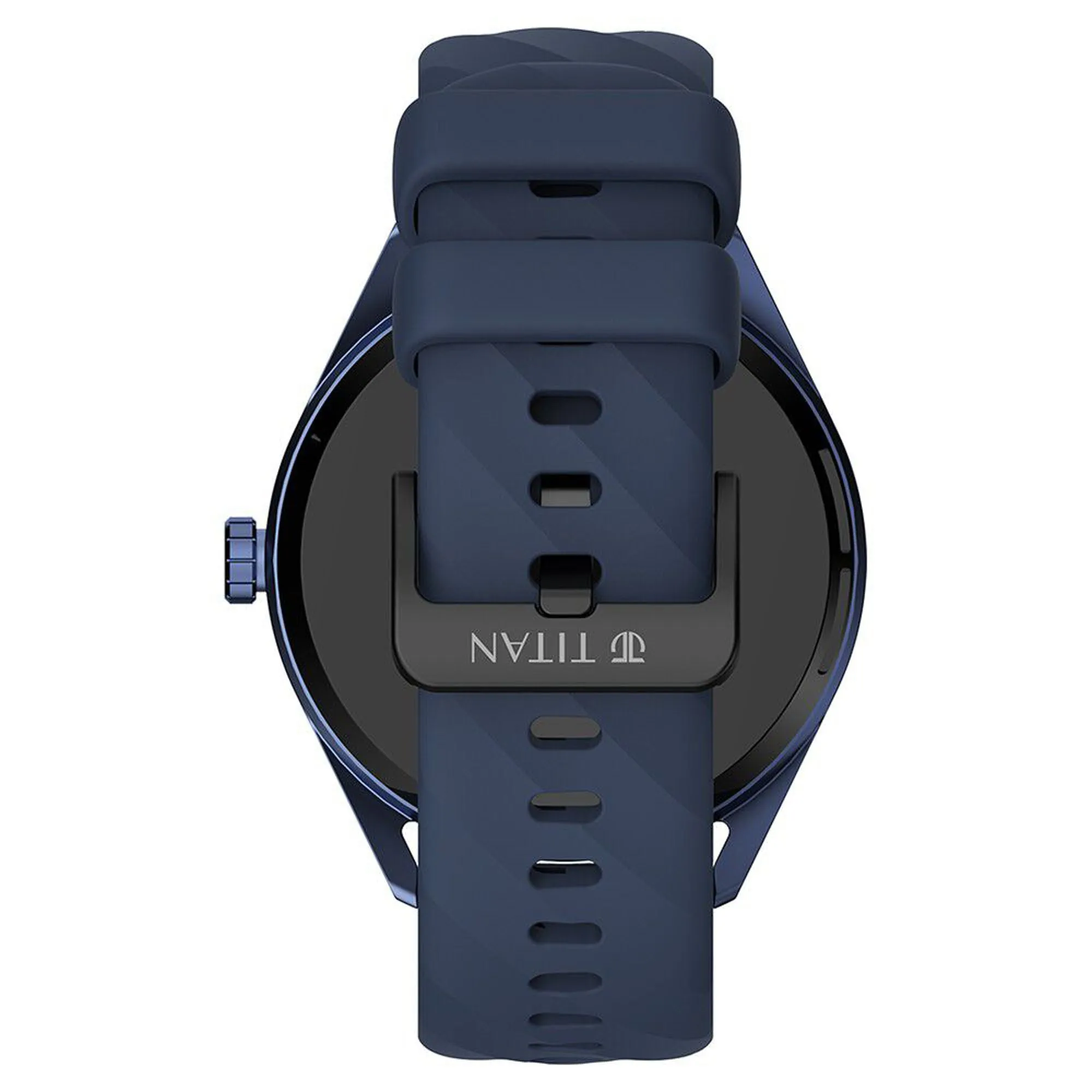 Titan Crest Premium Unisex Smart Watch in Blue Strap with 3.63 cm AMOLED Display with AOD, Functional Crown, BT Calling, 90197AP02