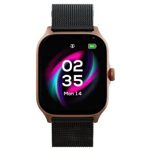 Titan Zeal Unisex Smart Watch in Black Mesh Band with 4.69 cm AMOLED Display with AOD, Functional Crown, BT Calling, 90196AM02