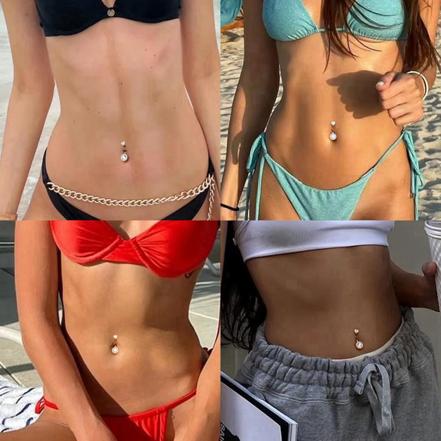 Titanium Belly Button Ring 14G Belly Button Rings AAAAAA Cubic Zirconia Flower Opal 10mm Gold Plated Belly Ring for Women Halo Internally Threaded Navel Body Belly Piercing
