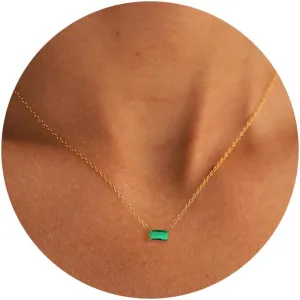 Trendy 14K Gold Plated Diamond Necklaces for Women - Birthstone Necklace for Women Mothers Dainty Gold Necklace Blue Green Cubic Zirconia Pendant Necklace Birthday Gifts for Women Jewelry Gift