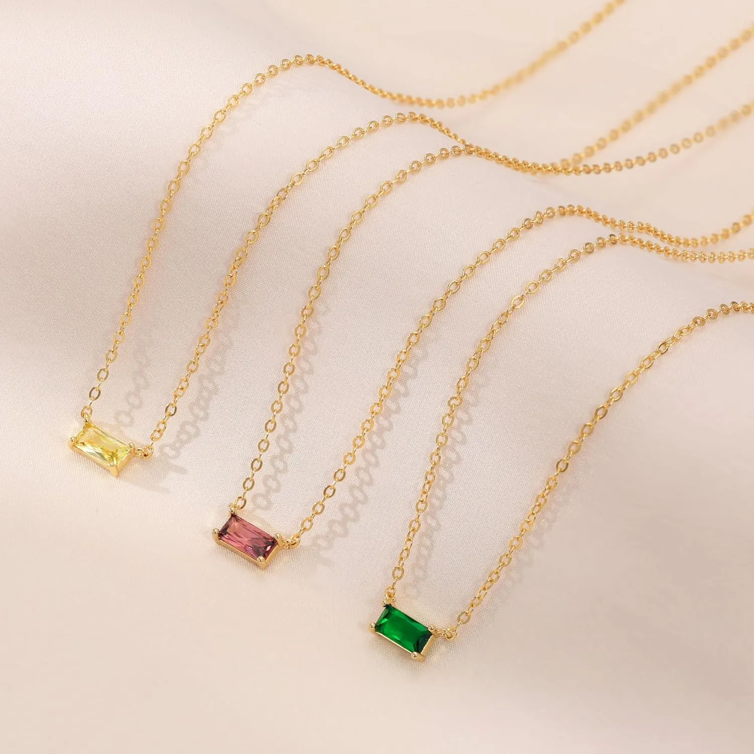 Trendy 14K Gold Plated Diamond Necklaces for Women - Birthstone Necklace for Women Mothers Dainty Gold Necklace Blue Green Cubic Zirconia Pendant Necklace Birthday Gifts for Women Jewelry Gift