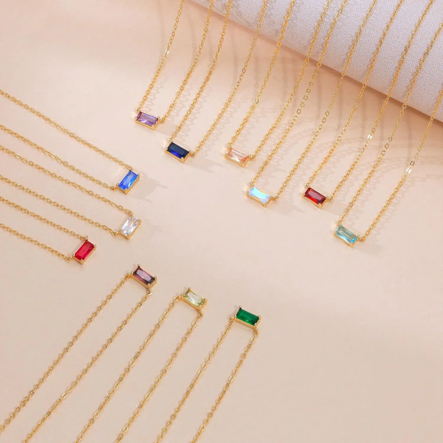 Trendy 14K Gold Plated Diamond Necklaces for Women - Birthstone Necklace for Women Mothers Dainty Gold Necklace Blue Green Cubic Zirconia Pendant Necklace Birthday Gifts for Women Jewelry Gift