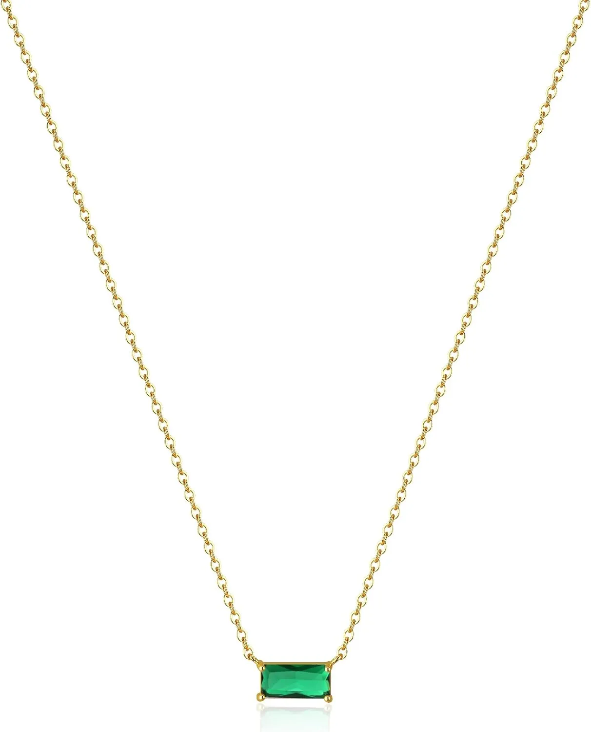 Trendy 14K Gold Plated Diamond Necklaces for Women - Birthstone Necklace for Women Mothers Dainty Gold Necklace Blue Green Cubic Zirconia Pendant Necklace Birthday Gifts for Women Jewelry Gift