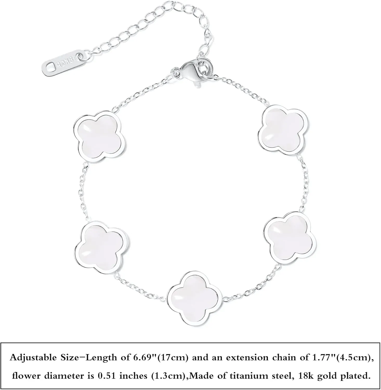 Trendy Link Bracelets for Women 18K Gold Plated Clover Adjustable Lucky Bracelet Mother's Day Gift
