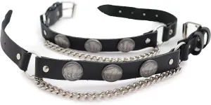 TrendyFashionJewelry Men Biker Boot Pair Bracelets Black Faux Leather Strap Chain Native Buffalo Animal Hunter