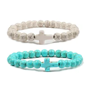 Turquoise Bracelets For Women Balance Energy Gem Bracelet, Unisex Bracelet, Blue Yoga Bracelet Chakra Bracelet For Women Girls Gift (6mm Couples)