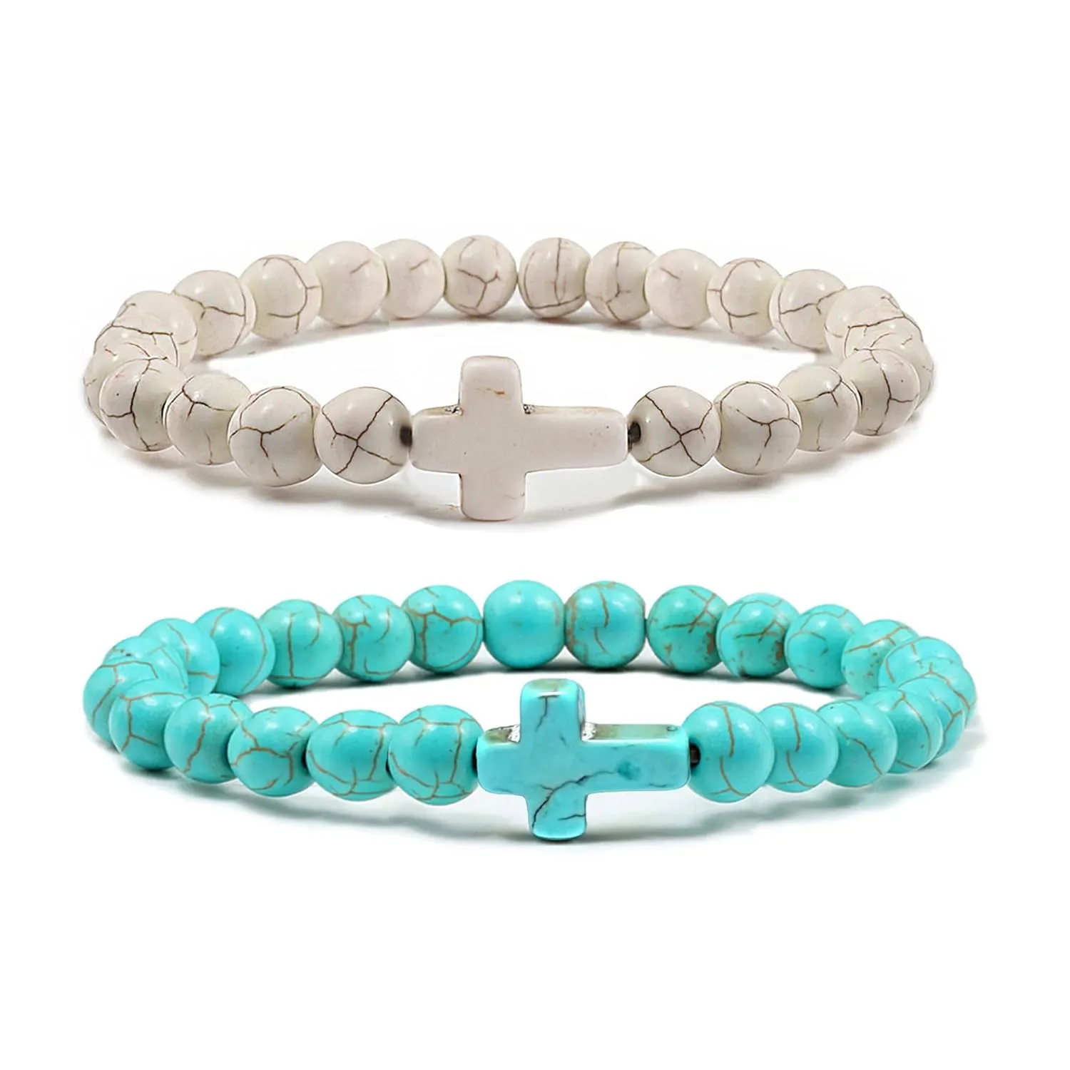 Turquoise Bracelets For Women Balance Energy Gem Bracelet, Unisex Bracelet, Blue Yoga Bracelet Chakra Bracelet For Women Girls Gift (6mm Couples)