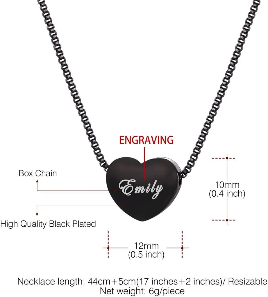 U7 Tiny Heart Necklace for Women, Stainless Steel 18K Gold/Black/Rose Gold Plated Link Chain Dainty Love Hearts Pendant Necklaces