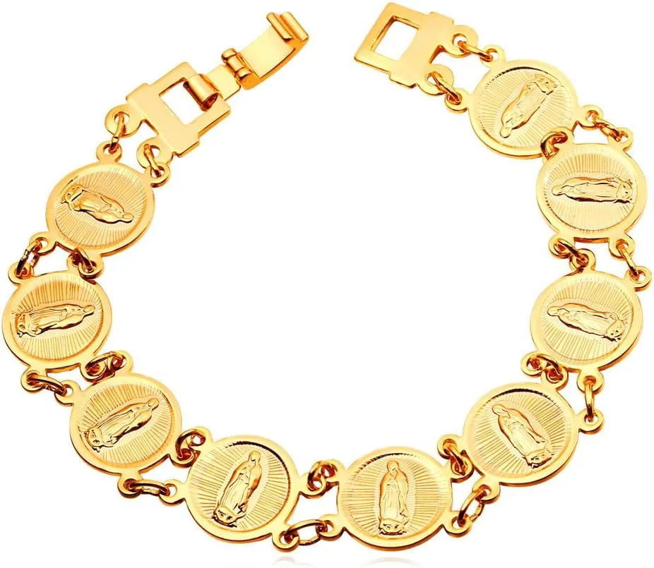 U7 Women Bracelet 18K Gold Plated Virgin Mary Bracelets for Women Christian Jewelry