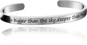 Uloveido Stainless Steel Inspirational Bracelets for Women Engraved Personalized Mantra Initial Motivational Cuff Bangle Y460