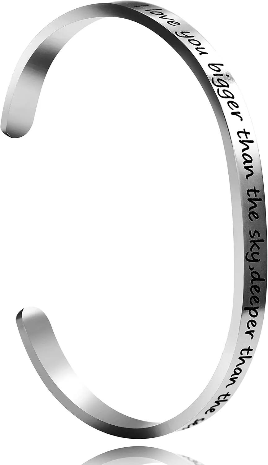 Uloveido Stainless Steel Inspirational Bracelets for Women Engraved Personalized Mantra Initial Motivational Cuff Bangle Y460