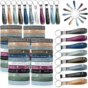 Unittype 120 Pcs Bible Verse Bracelets Christian Keychain Silicone Wristbands Religious Gifts Bulk for Fathers Church Members