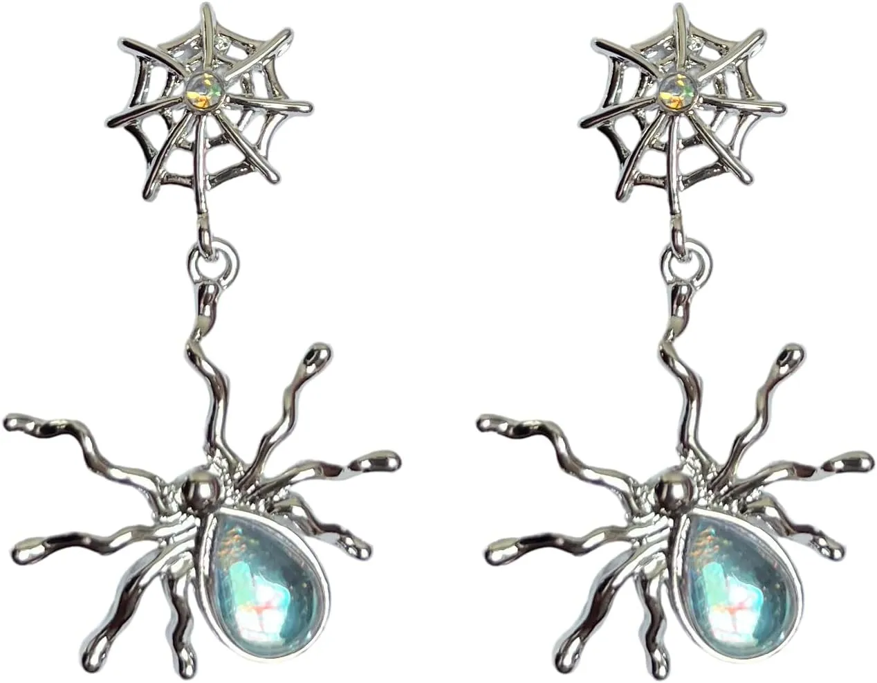 Vintage Black Gothic Spider Earrings Halloween Red Crystal Spider Drop Dangle Earrings Punk Style Cross Spider Earrings Reptile Animal Jewelry for Women