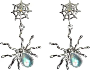 Vintage Black Gothic Spider Earrings Halloween Red Crystal Spider Drop Dangle Earrings Punk Style Cross Spider Earrings Reptile Animal Jewelry for Women