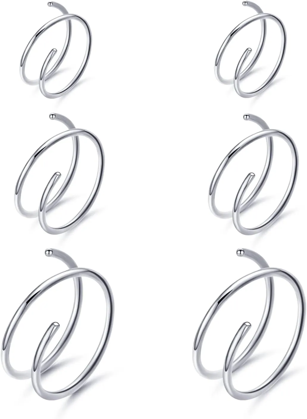 VOJO G23 Titanium Spiral Double Hoop Nose Rings 20G 6/8/10mm Hypoallergenic Thin Piercing Jewelry for Women Men