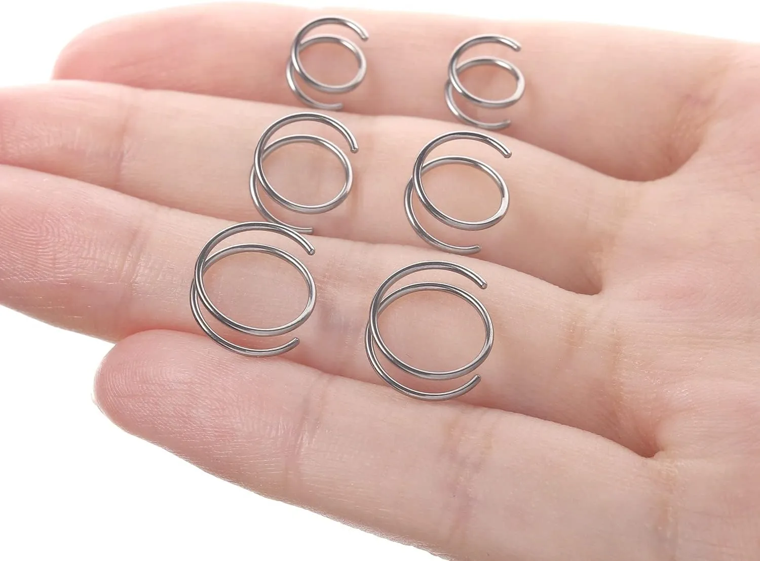 VOJO G23 Titanium Spiral Double Hoop Nose Rings 20G 6/8/10mm Hypoallergenic Thin Piercing Jewelry for Women Men