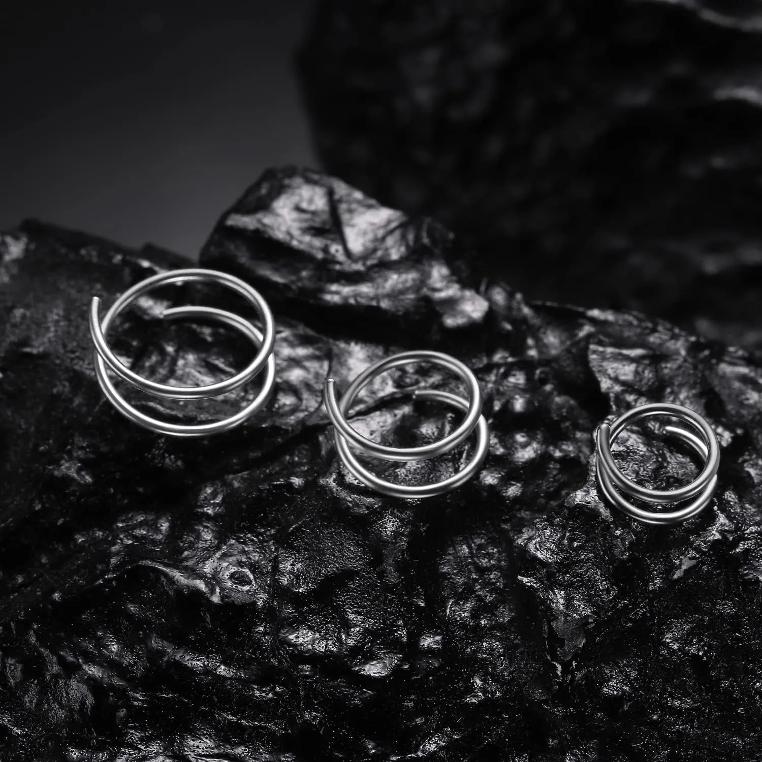 VOJO G23 Titanium Spiral Double Hoop Nose Rings 20G 6/8/10mm Hypoallergenic Thin Piercing Jewelry for Women Men