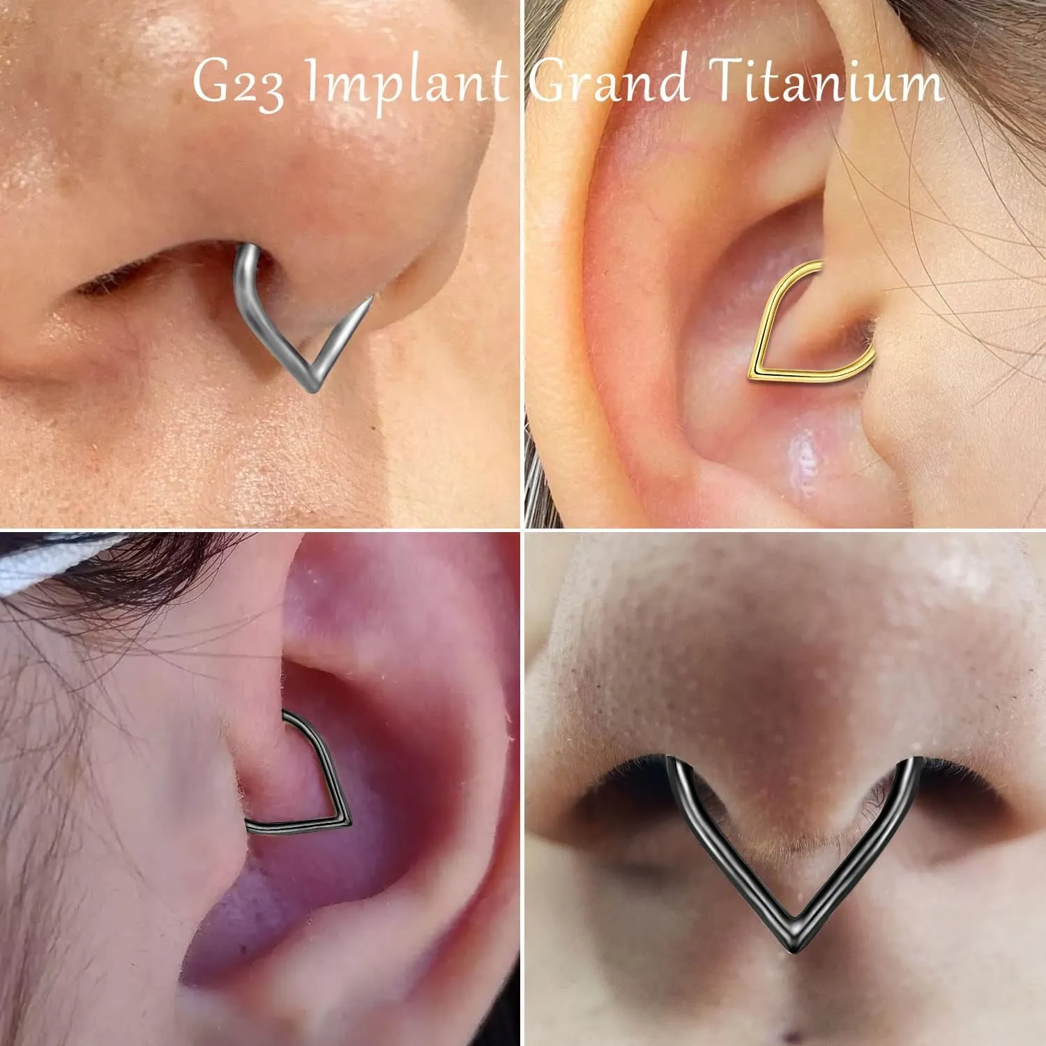 VOJO G23 Titanium Teardrop Septum Ring Daith Piercing Earrings Jewelry Tragus Helix Nose Rings for Women