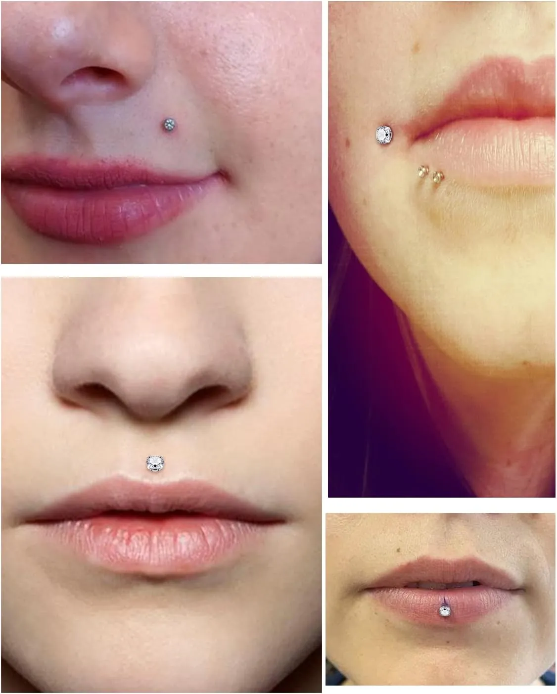 Vsnnsns 16G 18G 20G Threadless Push in Lip Rings Stainless Steel Flat Back Nose Rings Studs Tragus Helix Conch Cartilage Lobe Earrings Stud Piercing Jewelry for Women Men Diamond CZ Silver 18PCS