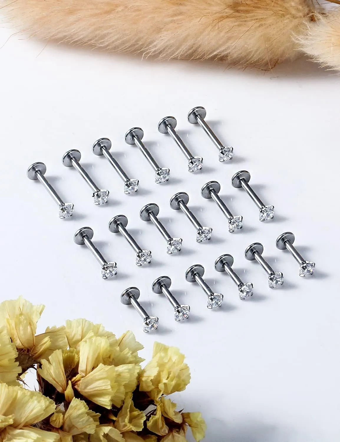 Vsnnsns 16G Lip Rings Stainless Steel Tragus Helix Conch Piercing Jewelry Snake Bite Piercing Monroe Lip Rings Labret Medusa Cartilage Lobe Earrings Studs Piercing Jewelry 6MM 8MM 10MM Silver 18PCS