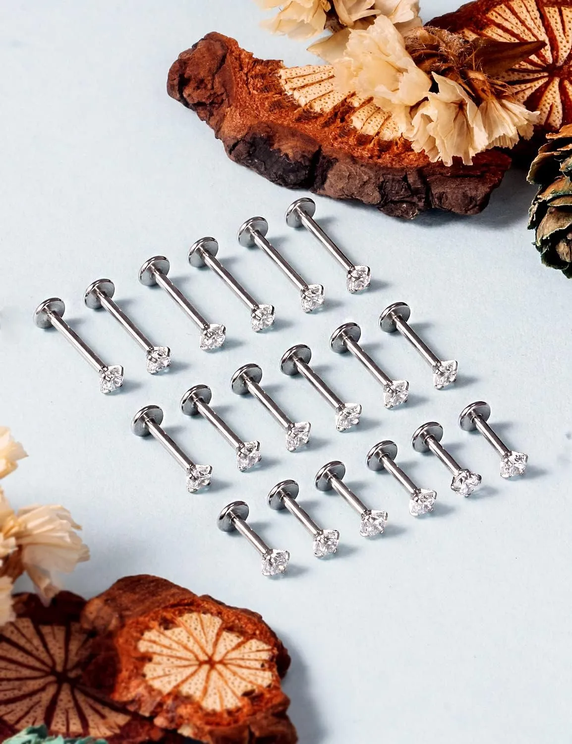 Vsnnsns 16G Lip Rings Stainless Steel Tragus Helix Conch Piercing Jewelry Snake Bite Piercing Monroe Lip Rings Labret Medusa Cartilage Lobe Earrings Studs Piercing Jewelry 6MM 8MM 10MM Silver 18PCS