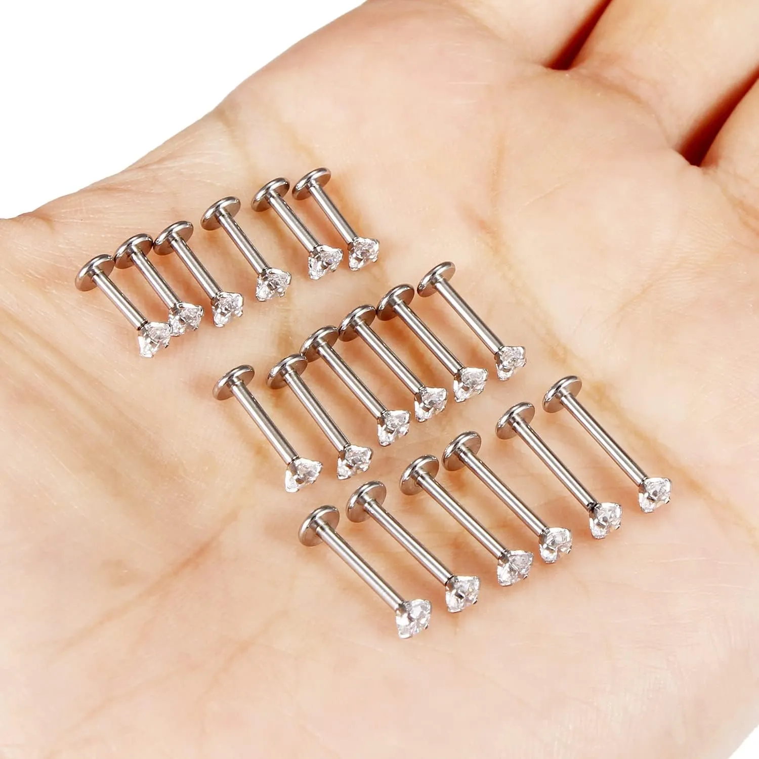 Vsnnsns 16G Lip Rings Stainless Steel Tragus Helix Conch Piercing Jewelry Snake Bite Piercing Monroe Lip Rings Labret Medusa Cartilage Lobe Earrings Studs Piercing Jewelry 6MM 8MM 10MM Silver 18PCS