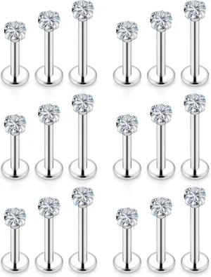 Vsnnsns 16G Lip Rings Stainless Steel Tragus Helix Conch Piercing Jewelry Snake Bite Piercing Monroe Lip Rings Labret Medusa Cartilage Lobe Earrings Studs Piercing Jewelry 6MM 8MM 10MM Silver 18PCS