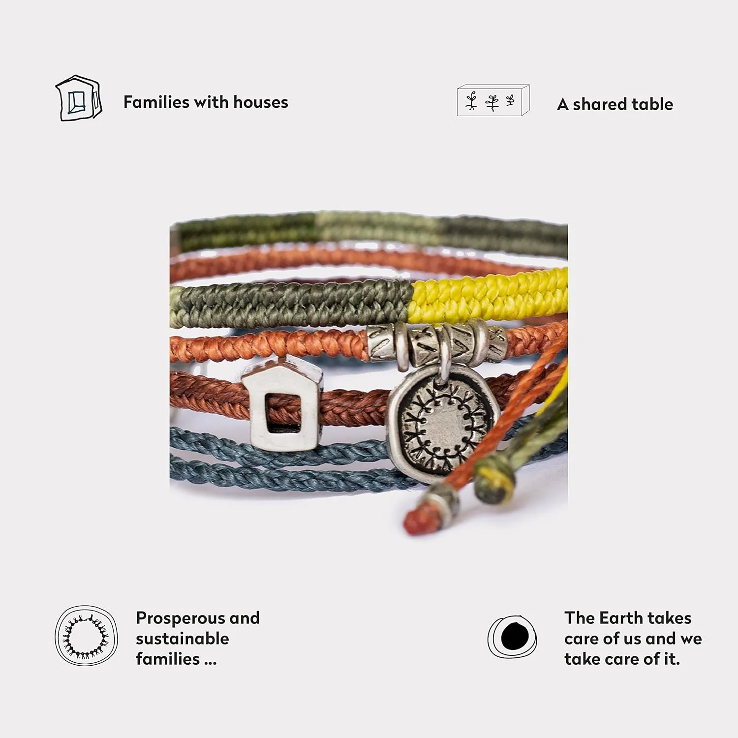Wakami New World Handmade Boho Friendship Bracelets Set of 3 | Braided Indie Bracelets for Women and Men | Handmade by Artisans, Waterproof Waxed Thread, Glass Beads, Sliding and Button Closure