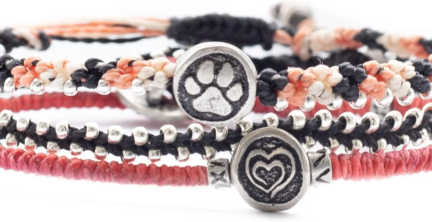 Wakami New World Handmade Boho Friendship Bracelets Set of 3 | Braided Indie Bracelets for Women and Men | Handmade by Artisans, Waterproof Waxed Thread, Glass Beads, Sliding and Button Closure