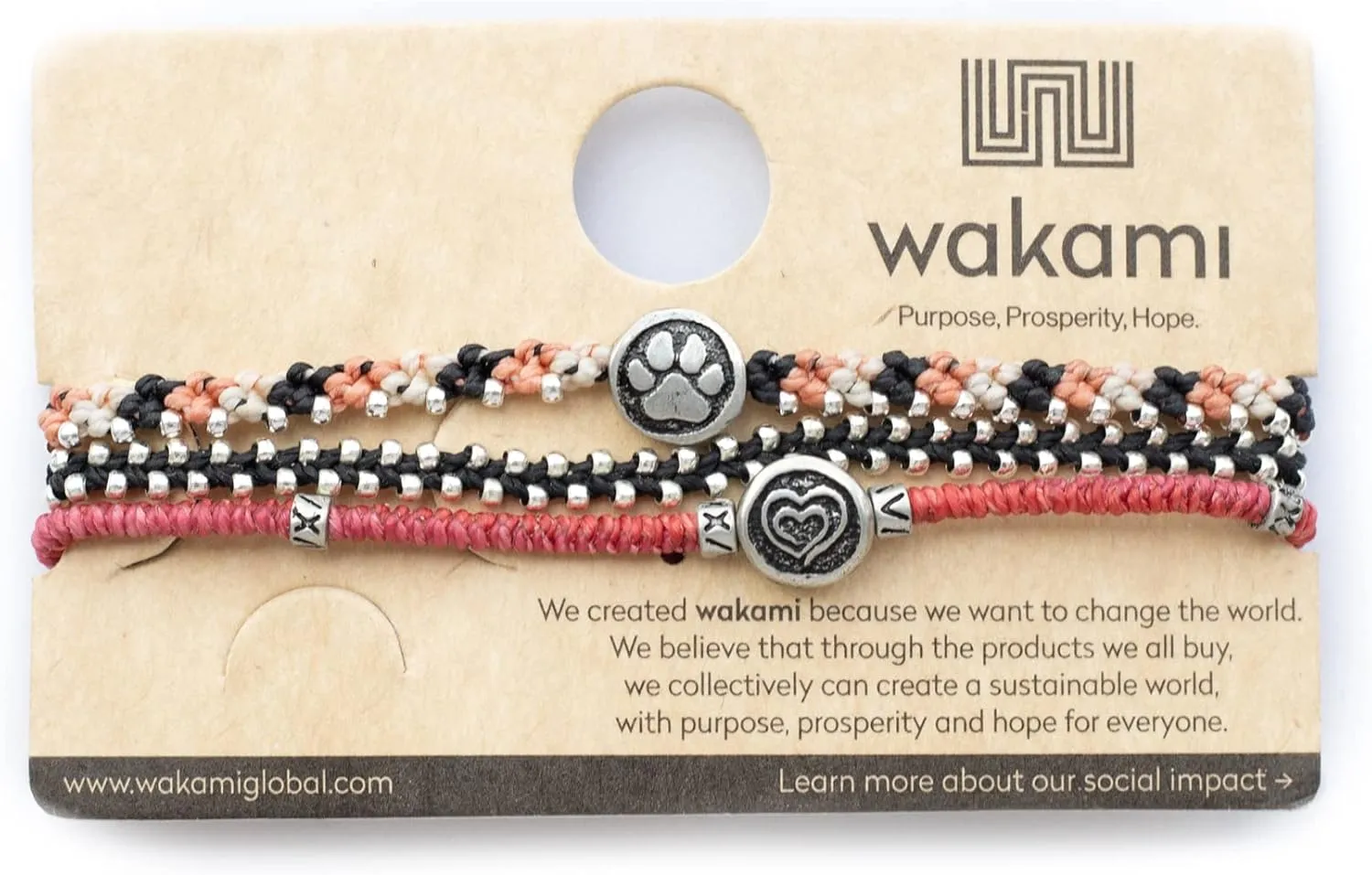 Wakami New World Handmade Boho Friendship Bracelets Set of 3 | Braided Indie Bracelets for Women and Men | Handmade by Artisans, Waterproof Waxed Thread, Glass Beads, Sliding and Button Closure