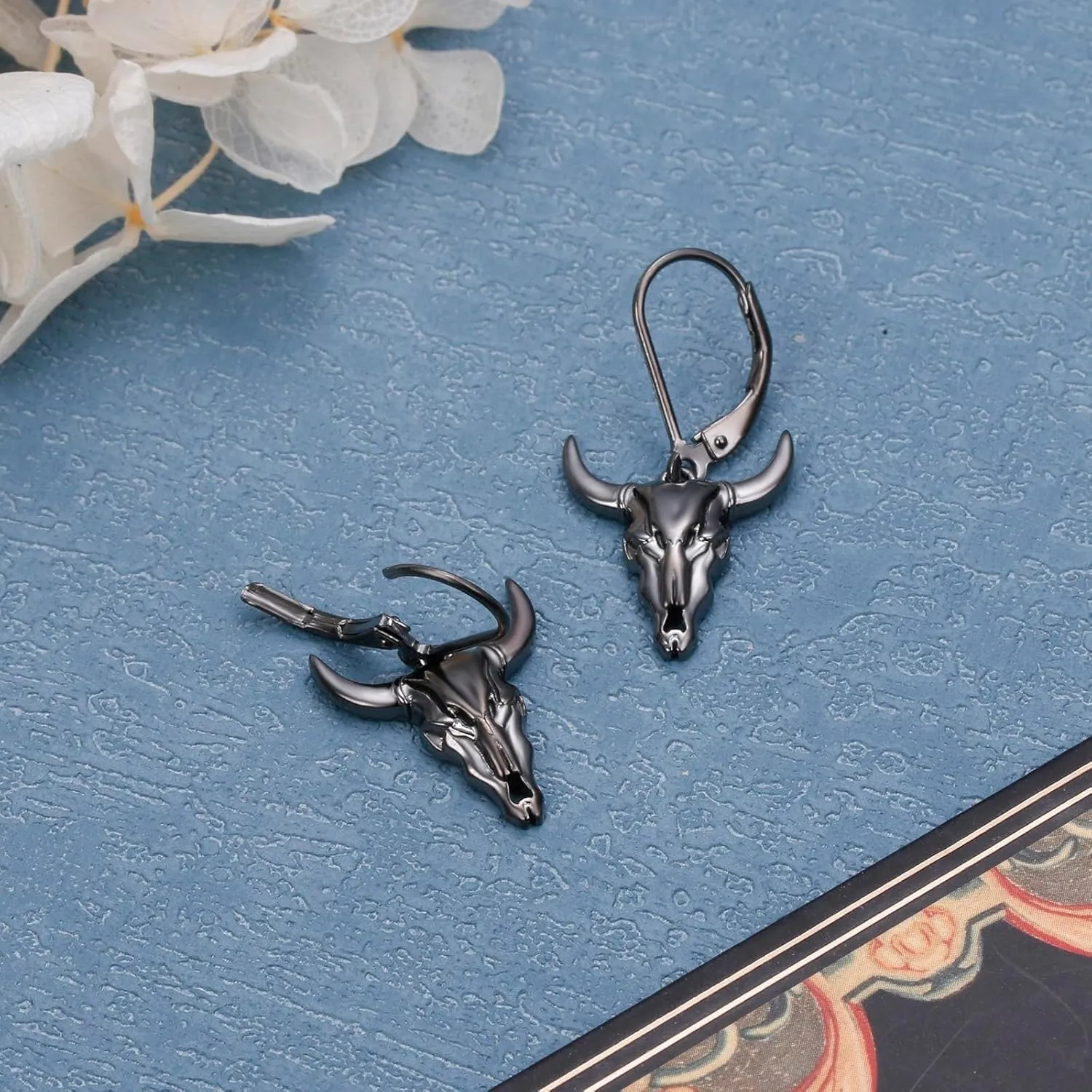 Western Cow Set 925 Sterling Silver Turquoise Cow Skull Earrings/Choker Necklace Cowgirl Boot Dangle Earrings Cowgirl Cowboy Jewelry Set Bohemian Jewelry Gift for Women Men