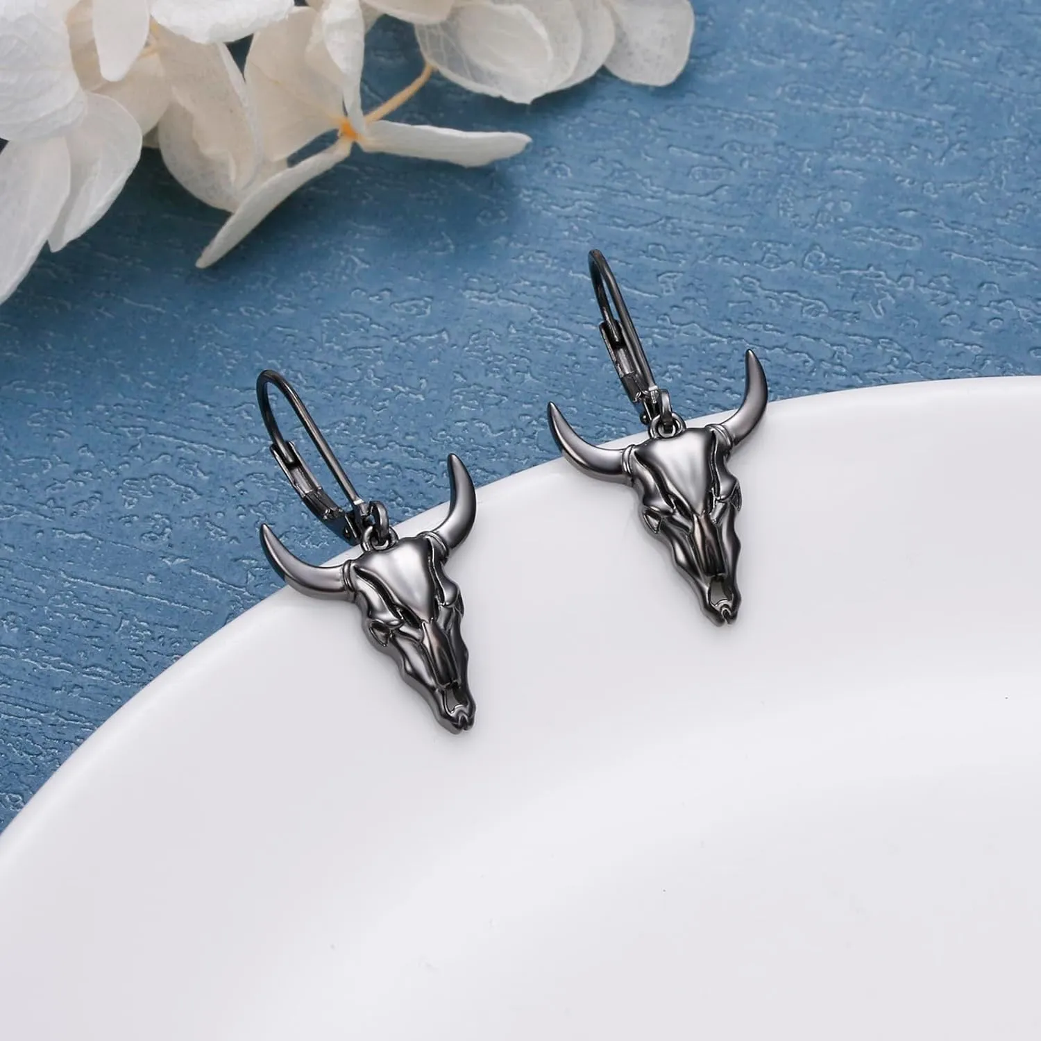 Western Cow Set 925 Sterling Silver Turquoise Cow Skull Earrings/Choker Necklace Cowgirl Boot Dangle Earrings Cowgirl Cowboy Jewelry Set Bohemian Jewelry Gift for Women Men
