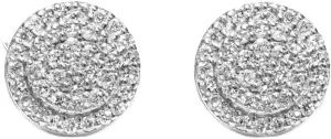 White Gold Plated 925 Sterling Silver Flower Cluster Honey Comb Set Hip Hop Iced 5A Cz Hypoallergenic Trendy Round Stud Screw Back Circle Earrings.