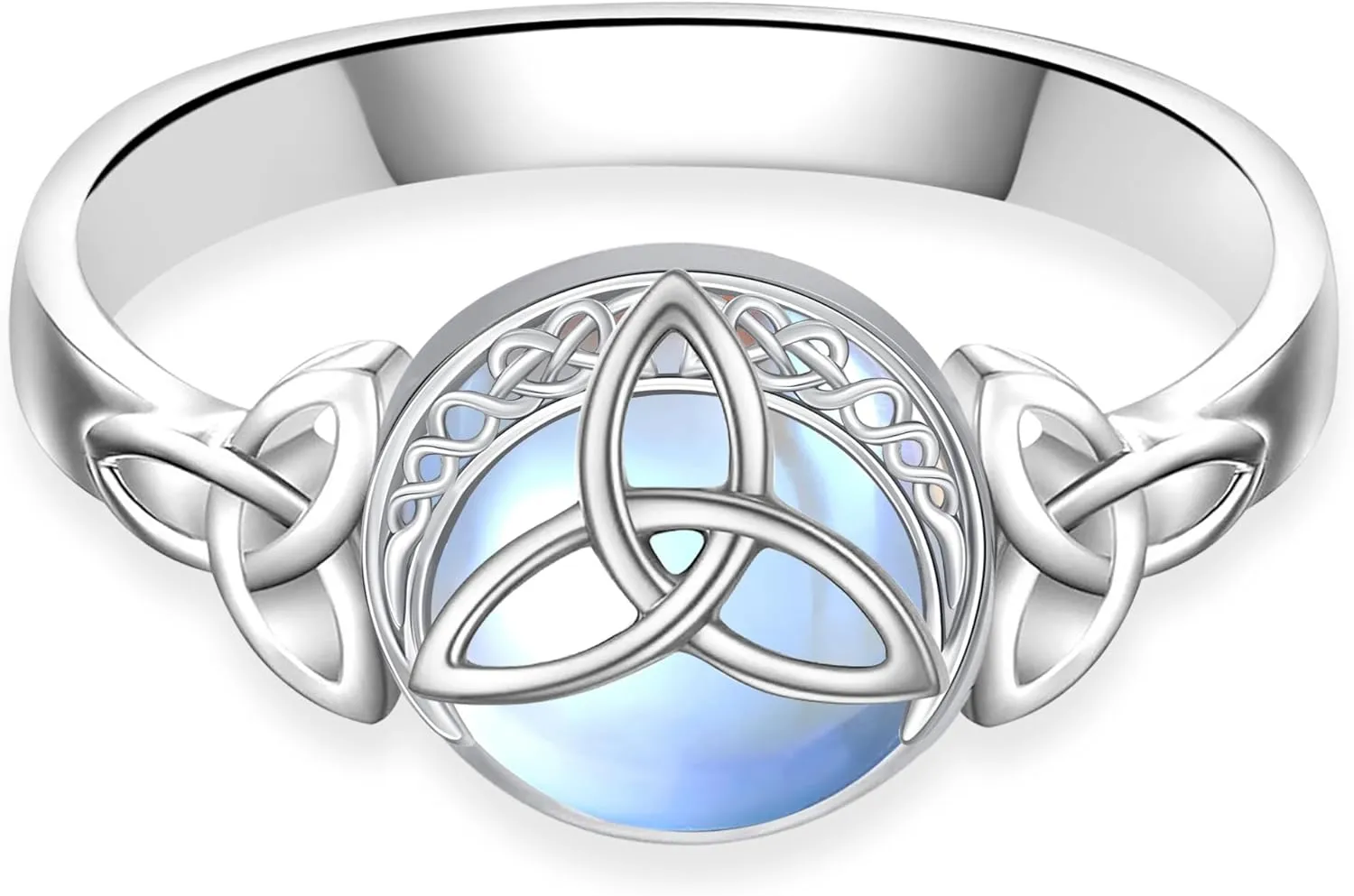 Witches Knot Ring Celtic Rings for Women Nudo De Bruja Plata 925 Original Witchy Jewelry Moonstone Sterling Silver Nudo De Brujas Amuleto Proteccion Wiccan Gifts Celtic Irish Jewelry
