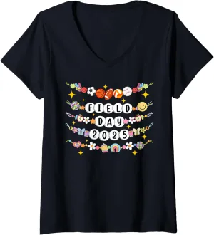 Womens Field Day 2025 Friendship Bracelets Let The Games Begin Kids V-Neck T-Shirt