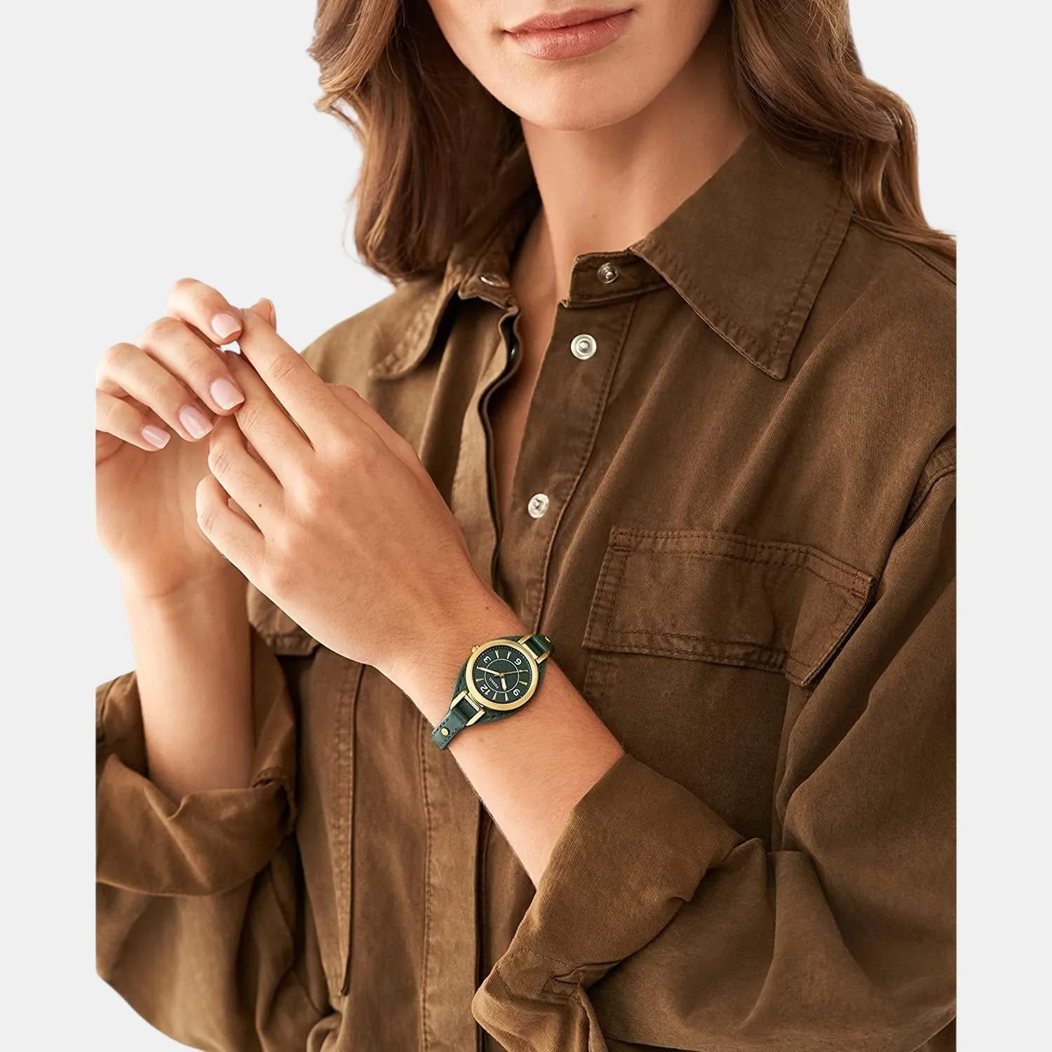Women's Gold Analog Leather Watch ES5241