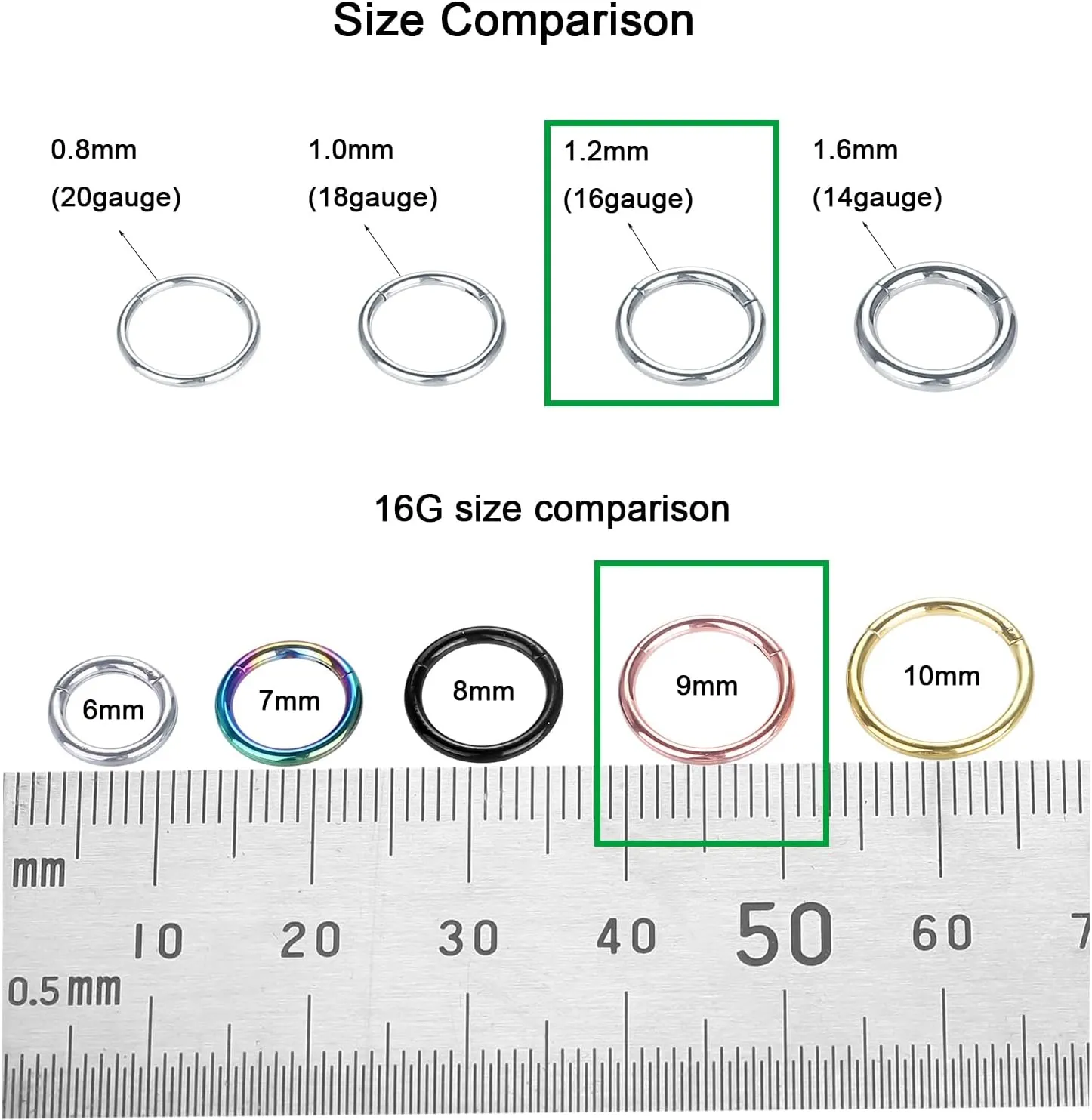 Xpircn Nose Rings 20G 18G 16G 14G Lip Septum Rings 316L Surgical Steel Tragus Daith Cartilage Earrings for Women Nose Ring Hoop Hinged Segment Ring Nose Piercing Jewelry