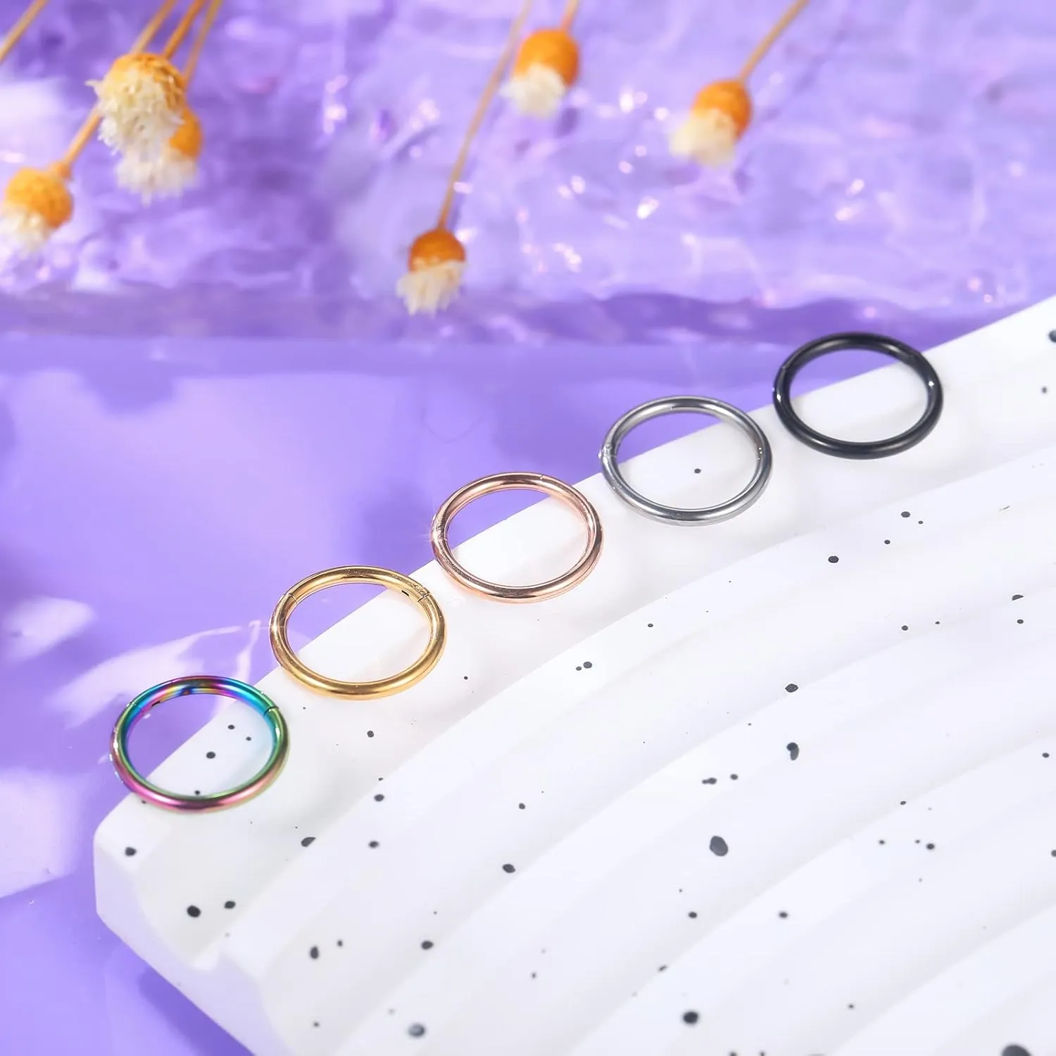 Xpircn Nose Rings 20G 18G 16G 14G Lip Septum Rings 316L Surgical Steel Tragus Daith Cartilage Earrings for Women Nose Ring Hoop Hinged Segment Ring Nose Piercing Jewelry