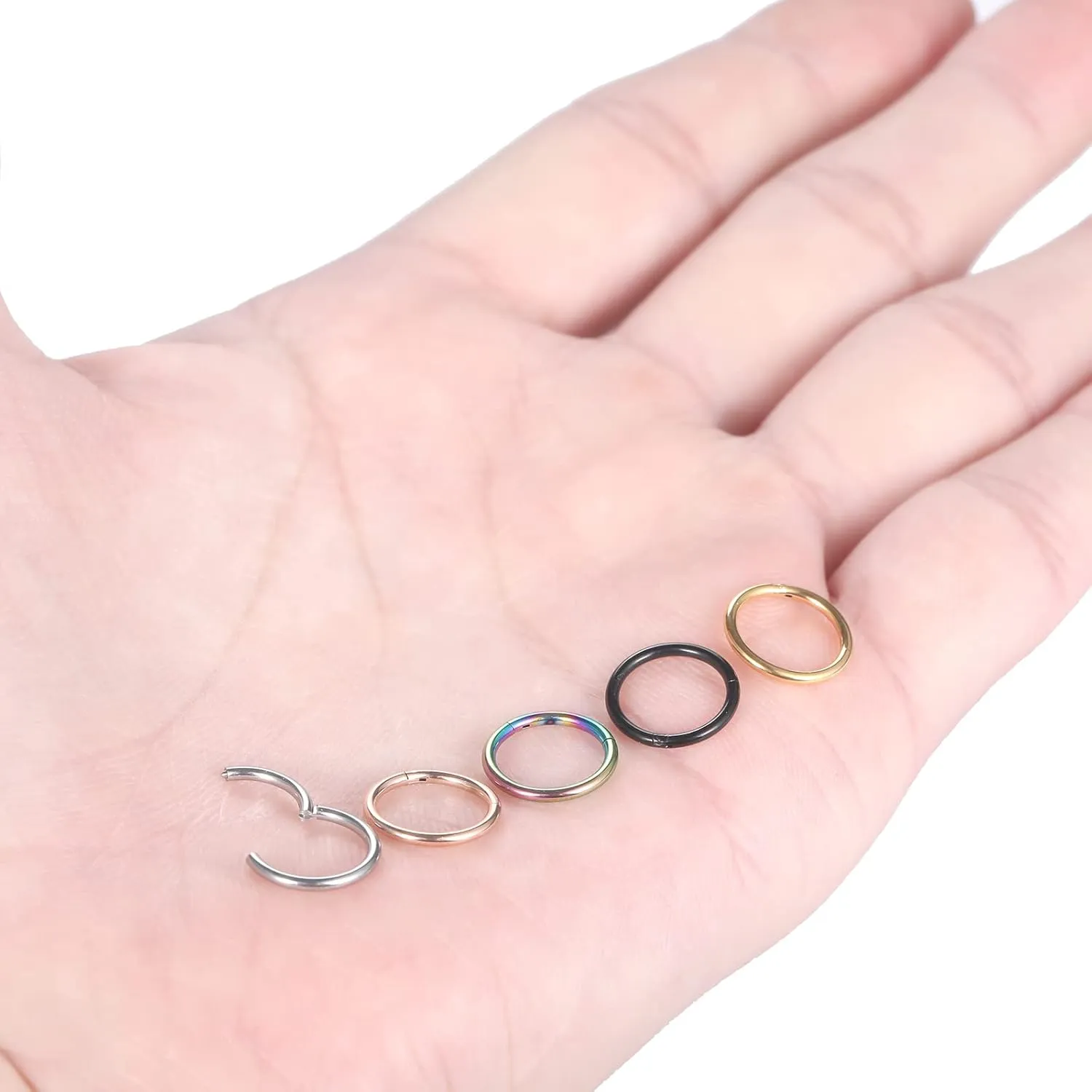 Xpircn Nose Rings 20G 18G 16G 14G Lip Septum Rings 316L Surgical Steel Tragus Daith Cartilage Earrings for Women Nose Ring Hoop Hinged Segment Ring Nose Piercing Jewelry