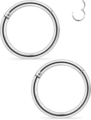 Yaalozei 2G 4G 6G 8G 10G 12G Hinged Large Septum Rings Clicker Surgical Steel Ear Gauges Tunnels Plugs Hoop Earrings Expander Taper Stretching kit Big Septum Nose Ring Piercing Jewelry for Men Women