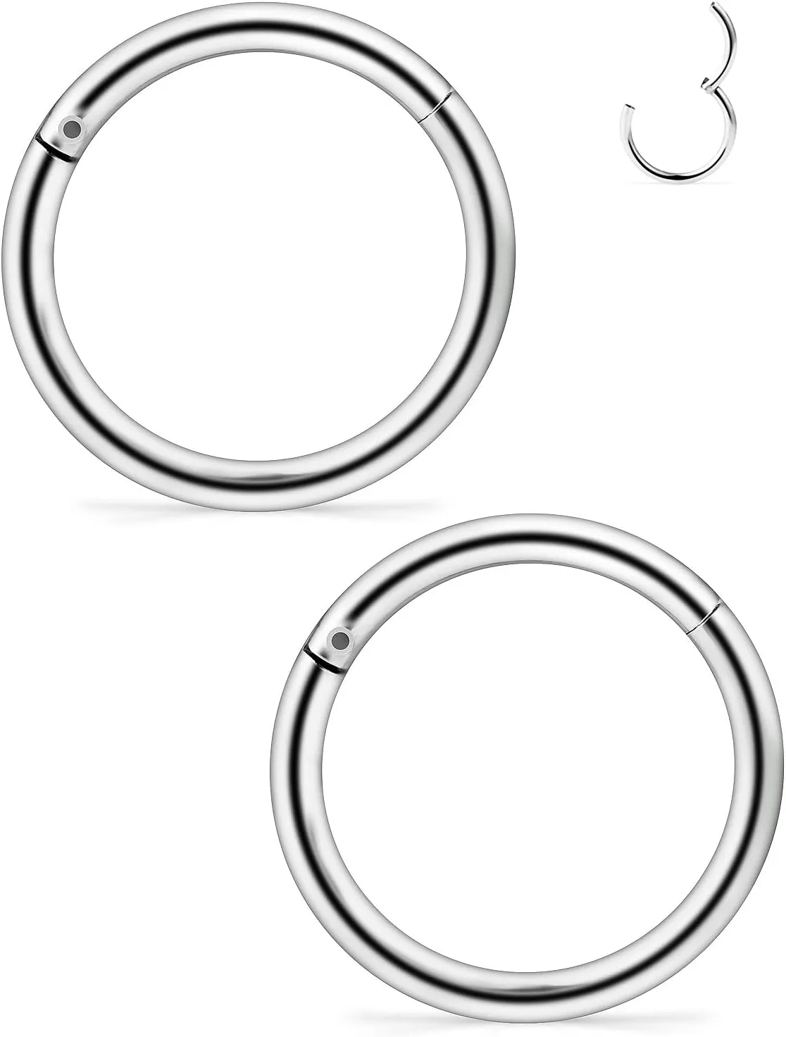 Yaalozei 2G 4G 6G 8G 10G 12G Hinged Large Septum Rings Clicker Surgical Steel Ear Gauges Tunnels Plugs Hoop Earrings Expander Taper Stretching kit Big Septum Nose Ring Piercing Jewelry for Men Women