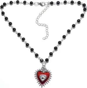 ZMANYIJEW Gothic Red Heart Necklace Sacred Heart Necklace Goth Necklace Halloween Necklace Witch Necklace for Women