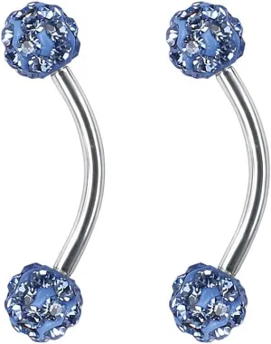 ZS 16 Gauge Eyebrow Rings Curved Barbell 4mm Crystal Ball Belly Button & Nipple Rings